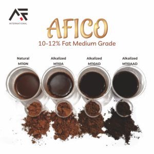 AFICO cocoa powder 10–12% fat medium grade for food and beverage manufacturing