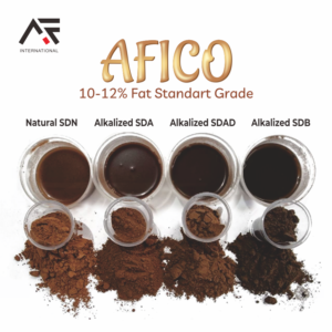 AFICO cocoa powder 10–12% fat standard grade for food and beverage manufacturing